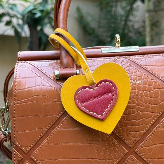 Twin Heart Leather Charm