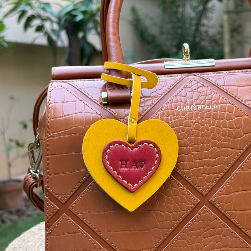Twin Heart Leather Charm