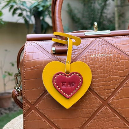 Twin Heart Leather Charm