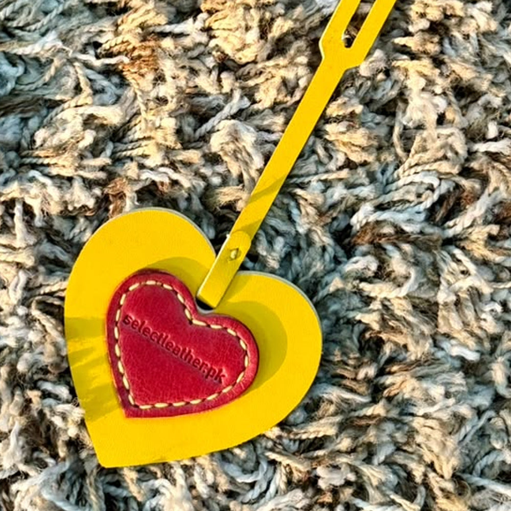 Twin Heart Leather Charm