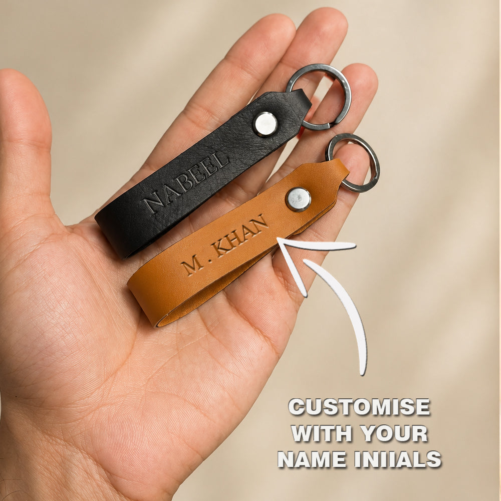 Set of 2 Customized Leather Keychains