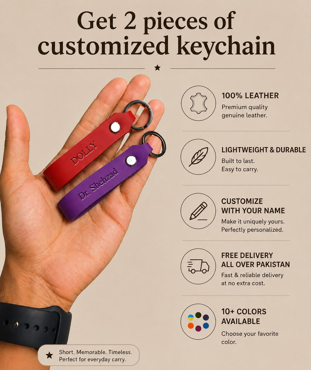 Set of 2 Customized Leather Keychains